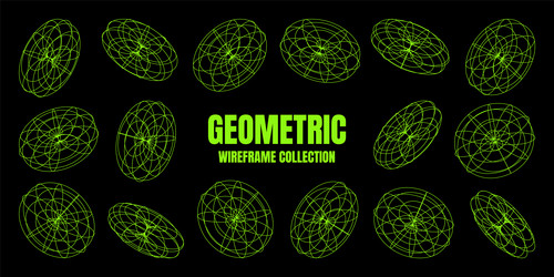 wireframe lined shapes perspective mesh 3d grid vector image