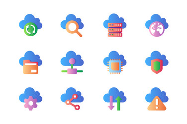 computer cloud icons set in color flat design vector image