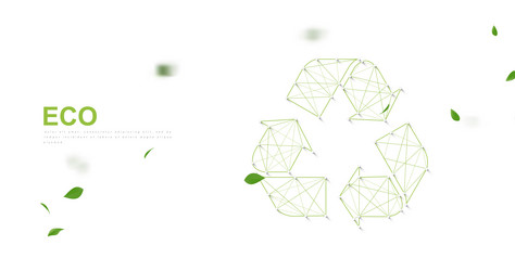 Recycle icon form line triangles and particle vector