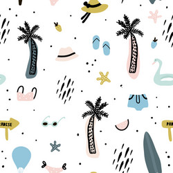 seamless pattern with summer elements creative vector image