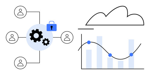 collaborative cloud network with secure data vector image