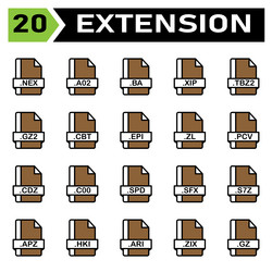 file extension icon set include document vector