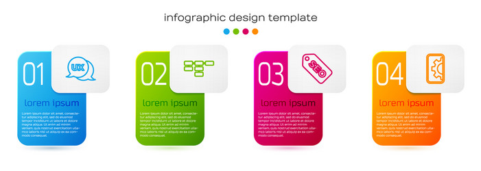 set line ui or ux design site map seo vector image