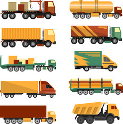 set of trucks icons isolated on white vector