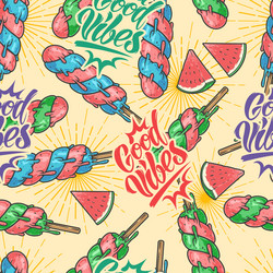 good vibes pattern seamless colorful vector