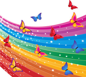 Butterflies and rainbow Royalty Free Vector Image
