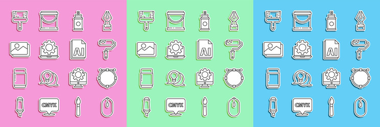 set line computer mouse circle with bezier curve vector image
