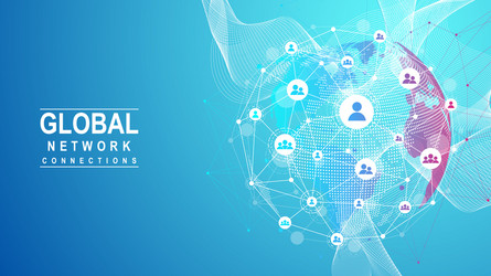 Global network connection concept big data vector