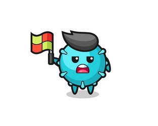 virus character as line judge putting flag up vector image