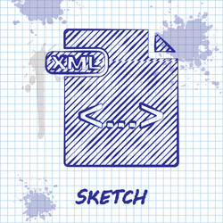 sketch line xml file document download button vector image