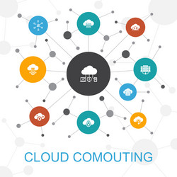 Cloud computing trendy web concept with icons vector