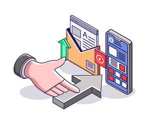 email data sending button arrow vector image
