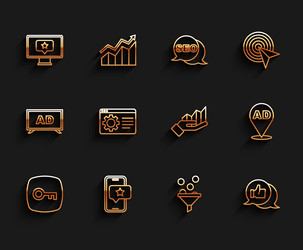 set line key mobile with review rating monitor vector image