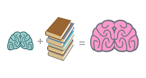 brain and books use reading to mind a stack vector