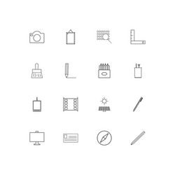 Creative process and design linear thin icons set vector