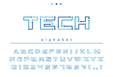 Geometric Circuit Font - Tech Blueprint vector image