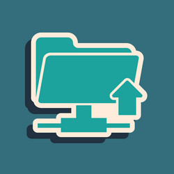 Green ftp folder upload icon isolated on blue vector