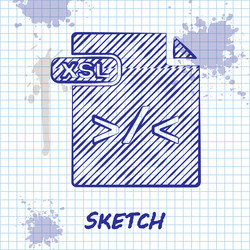 sketch line xsl file document download button vector image