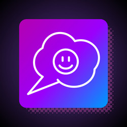 White line speech bubble with smile face icon vector