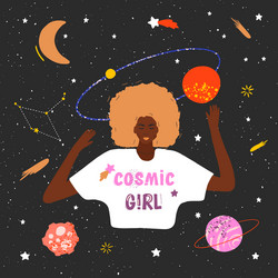 Beautiful black woman with cosmic afro hair Vector Image