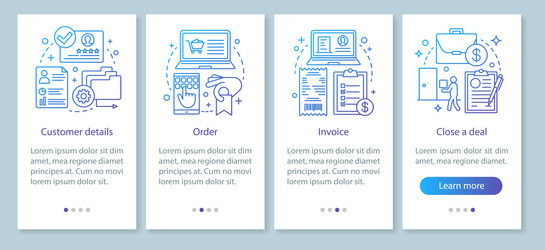 Crm software mobile app page screen template vector