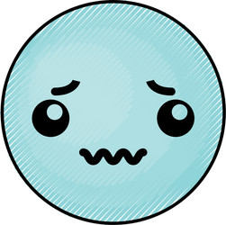 cute blue kawaii emoticon face vector