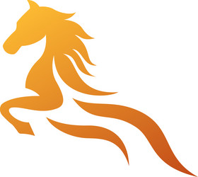 Golden Flame Horse Logo Vector Image