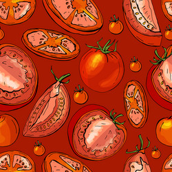 Seamless pattern with red tomato endless texture vector