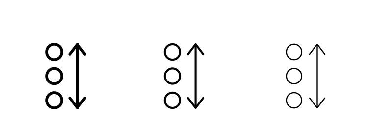 apps sort icons in three different stroke lines vector image