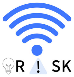 conceptual wireless signal with warning symbol vector image