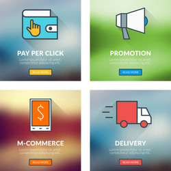 set of flat design concepts pay per click vector image