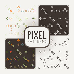 set of seamless patterns pixel elements vector image