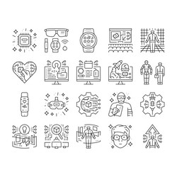 tech enthusiast geek nerd man icons set vector image