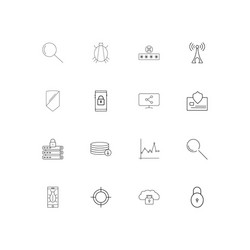 internet security simple linear icons set vector image