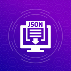 json file download icon with computer vector image