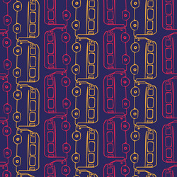 seamless colorful pattern lined buses vector