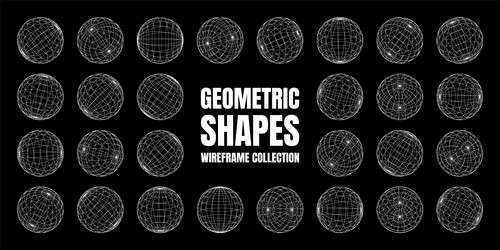 wireframe shapes lined sphere perspective mesh vector