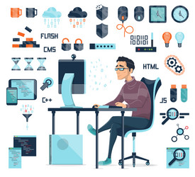 computer coding icons set vector image