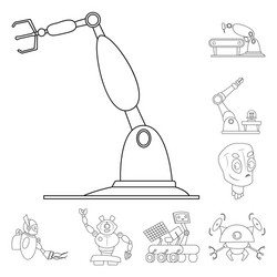 isolated object of robot and factory sign vector image
