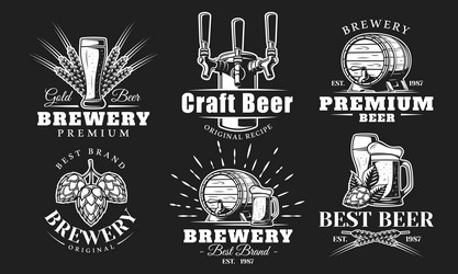 beer logo set isolated on black background Vector Image