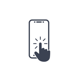 Click button on screen smartphone symbol in flat vector