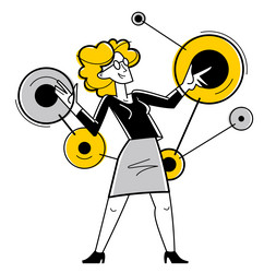 creative worker doing some job and creating vector image