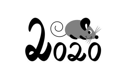 cute cartoon mouse with 2020 inscription Vector Image