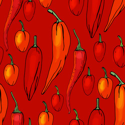 Seamless pattern with red peppers endless texture vector