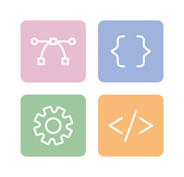 website app development buttons linear flat color vector image