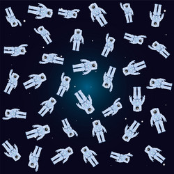 astronauts characters in space scene pattern vector image