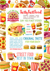 fast food burgers meals and snacks poster vector