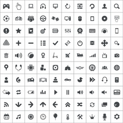 Game 100 icons universal set for web and ui vector