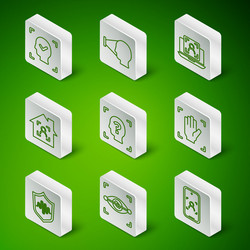 set line mobile and face recognition eye scan vector image