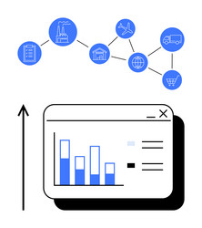 visualizing supply chain connectivity with data vector image